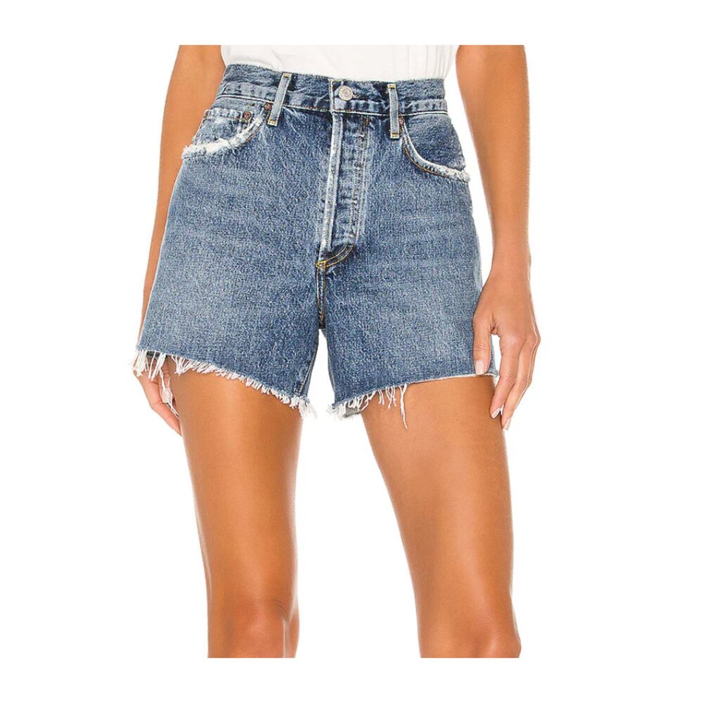 Agolde High Waist Denim Shorts - Blue